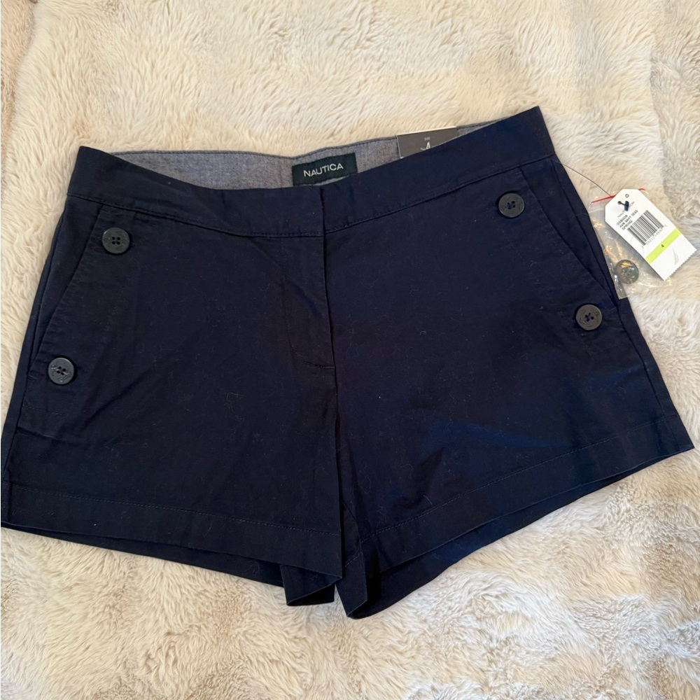 Nautica Women's Navy Button-Accent Cotton Shorts